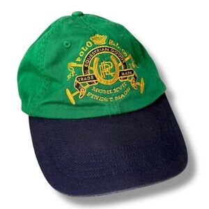 RARE Polo Ralph Lauren equestrian goods baseball Hat green blue gold embroidery